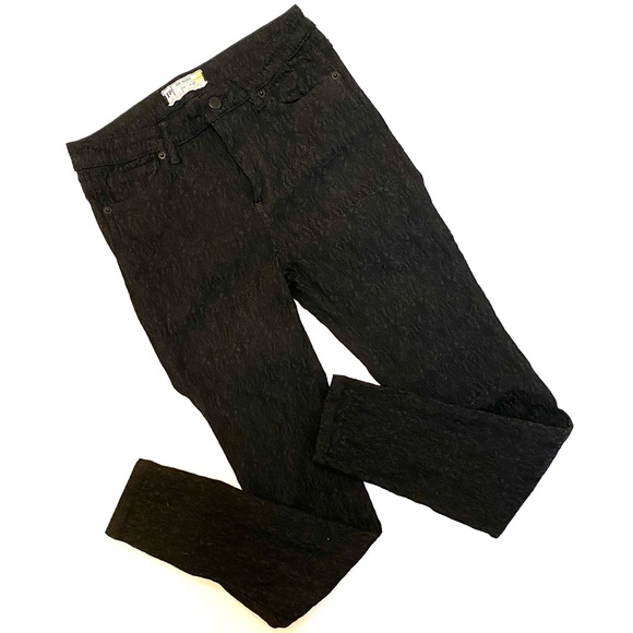 Free People Black Lace pattern jacquard stretch Jeans - Picture 2 of 6